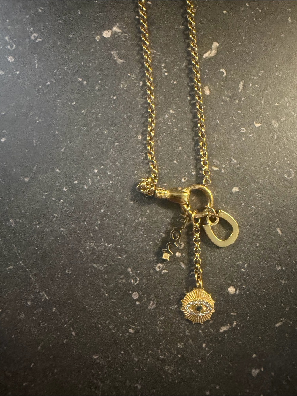 Gold Sunburst Eye Charm Drop Necklace - Women Jewelry